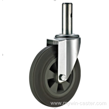 80mm threaded stem European industrial rubber swivel caster without brake